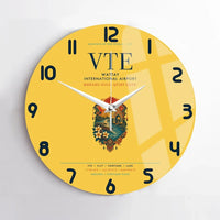 Thumbnail for Wattay International Airport Vientiane (VTE) design on yellow no frame wall clock