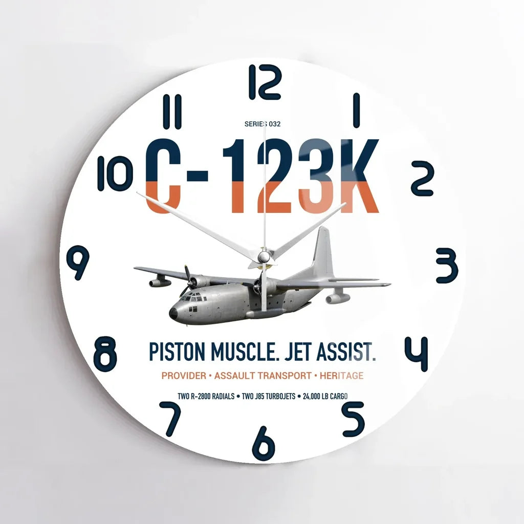 C-123K Provider design on white no frame wall clock