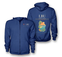 Thumbnail for Labuan Airport (LBU) design on blue premium zipped hoodie