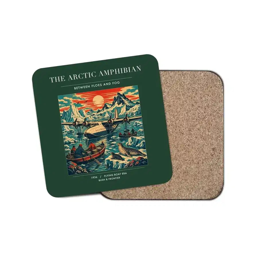 The Arctic Amphibian - Designed Coasters design on dark green 1-piece