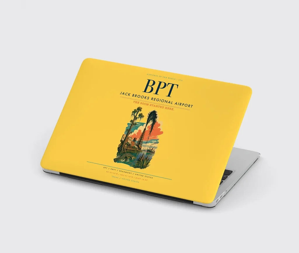 Jack Brooks Regional Airport (BPT) design on yellow MacBook case
