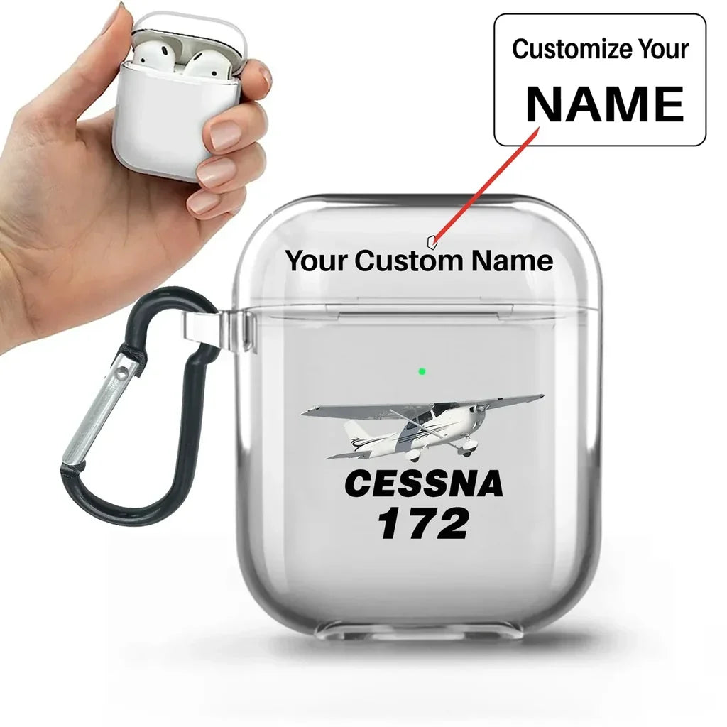 The Cessna 172 AirPods transparent case - With Buckle +Name