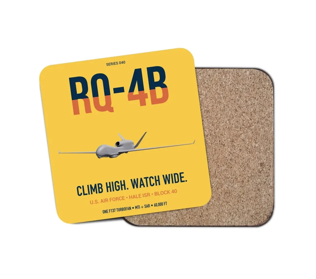 RQ-4B Global Hawk design on yellow 1 piece coaster