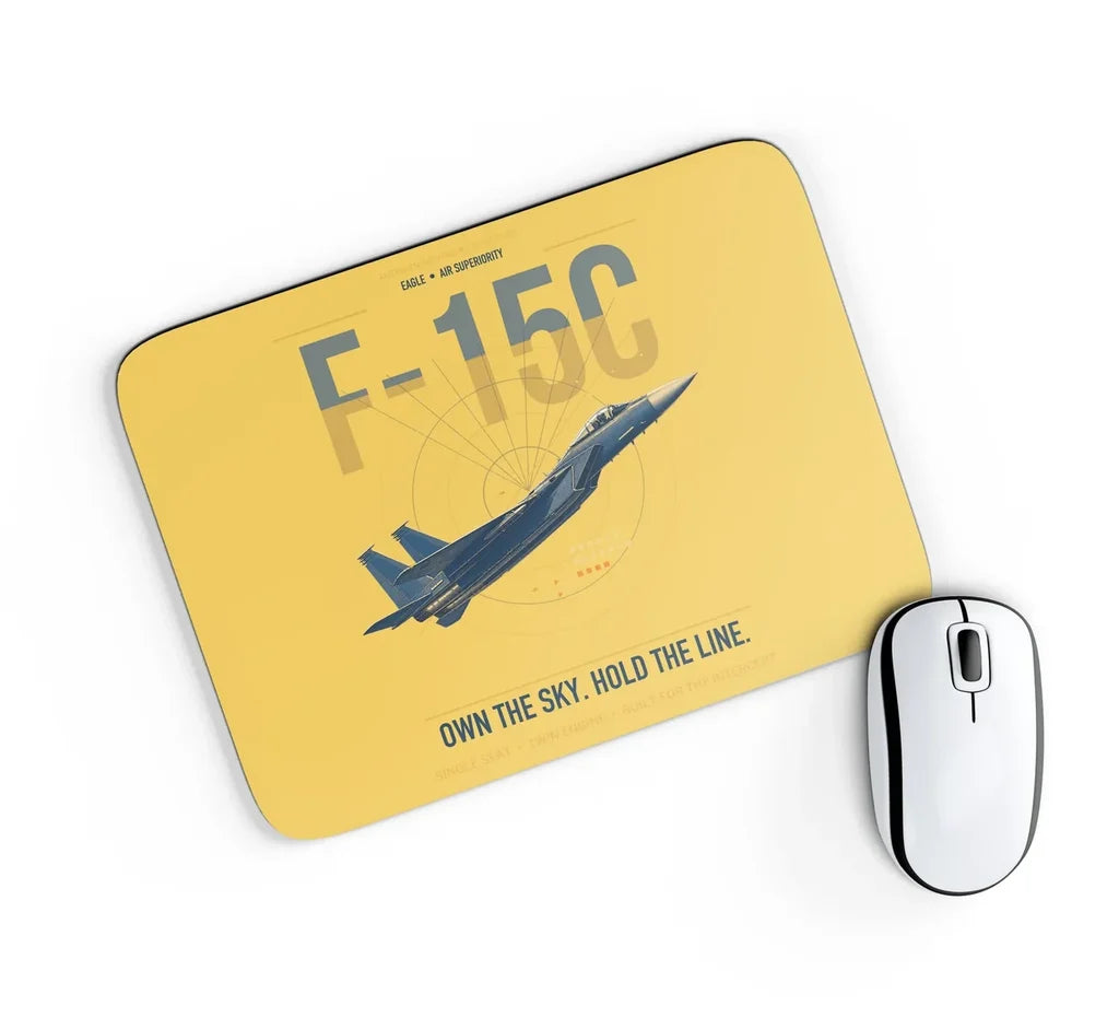 F-15C Eagle design on yellow rectangle mouse pad