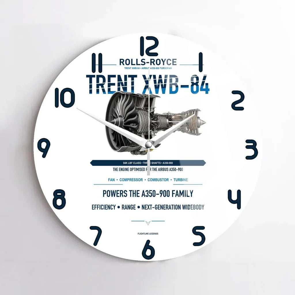 TRENT XWB-84 design on white no frame wall clock