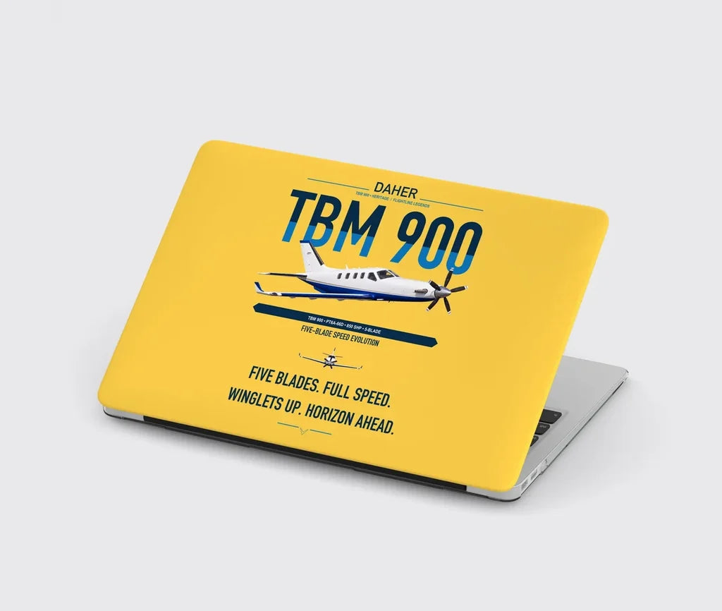 Daher TBM 900 design on yellow MacBook case