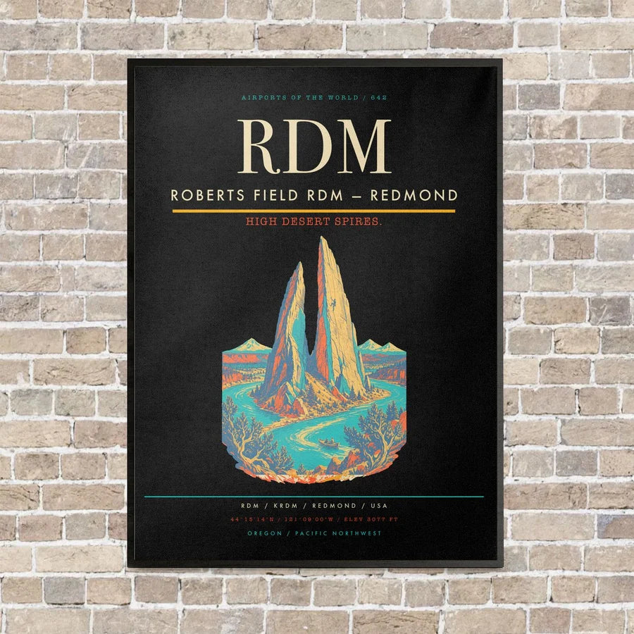 Roberts Field RDM — Redmond vertical canvas print - framed - black background
