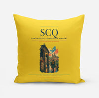 Thumbnail for Santiago de Compostela Airport (SCQ) design on yellow pillow