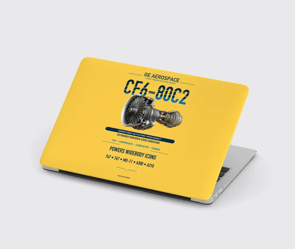 CF6-80C2 design on yellow MacBook case