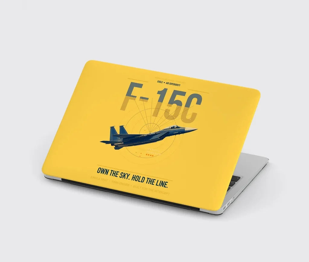 F-15C Eagle design on yellow MacBook case