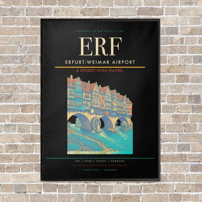 Erfurt-Weimar Airport ERF vertical canvas print - framed - black background