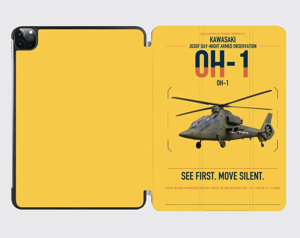 Kawasaki OH-1 design on yellow ipad tablet case
