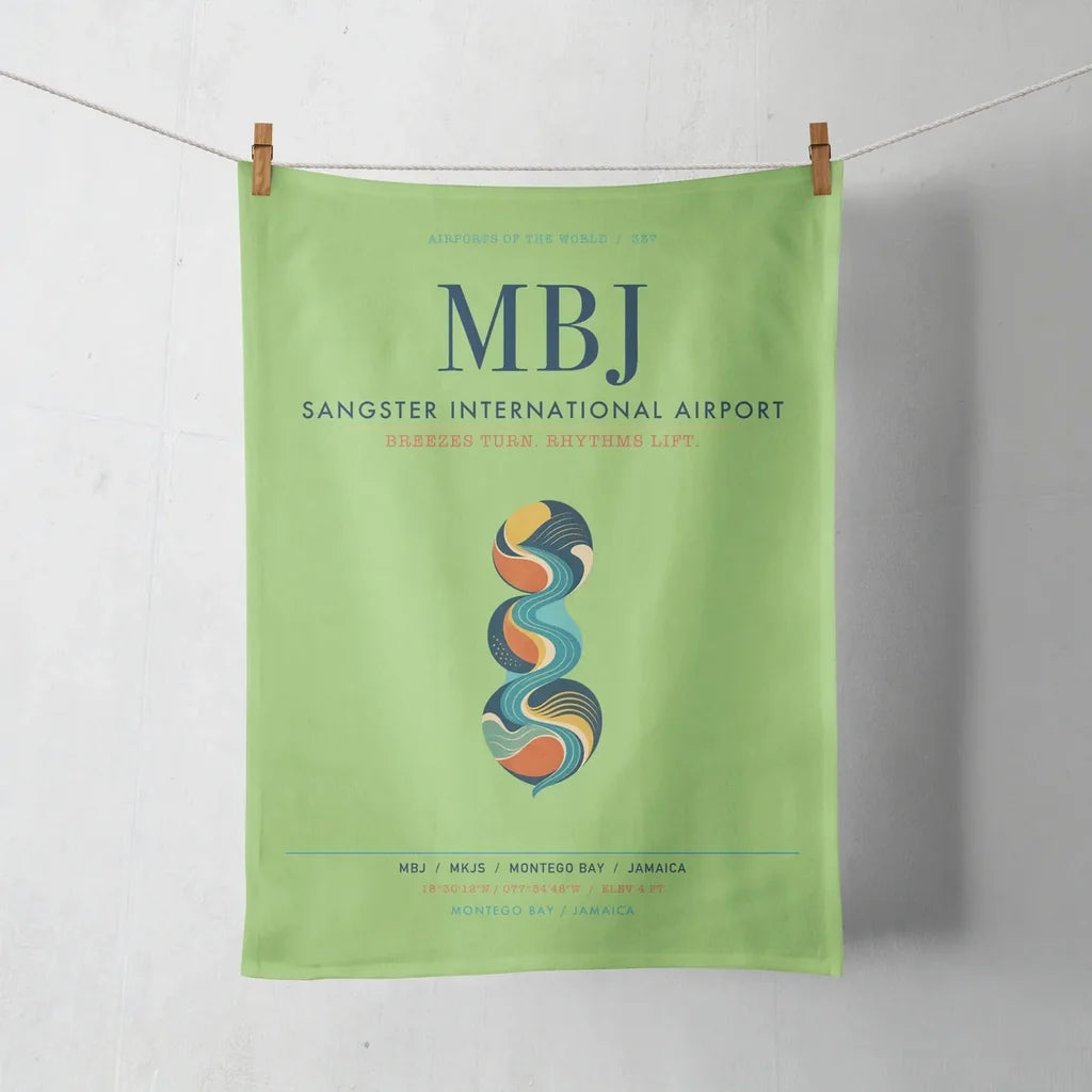 Sangster International Airport (MBJ) design on light green towel