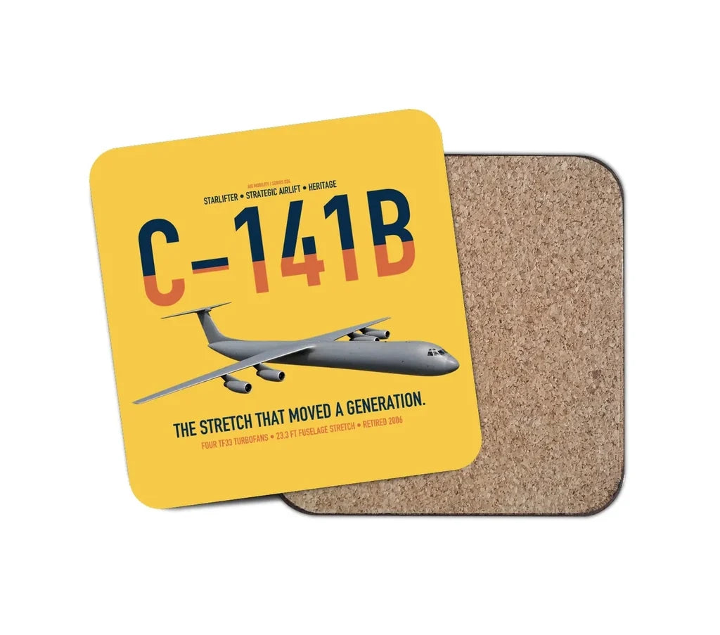 C-141B Starlifter design on yellow 1 piece coaster