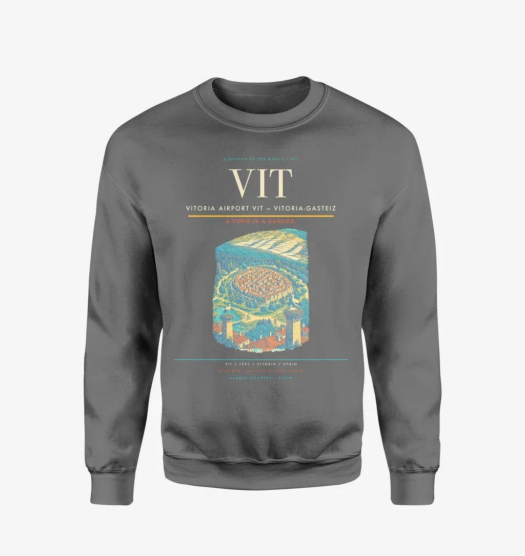 Vitoria Airport (VIT) design on gray sweatshirt