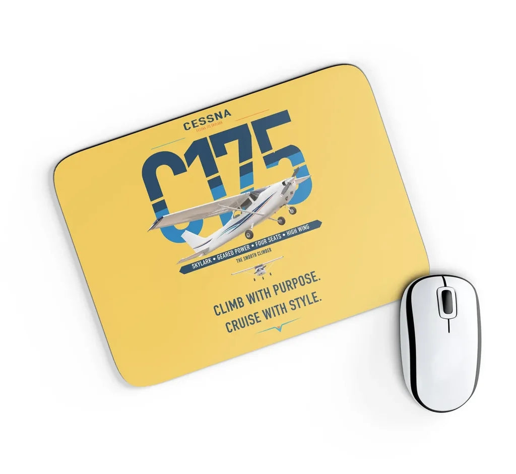 Cessna 175 Skylark design on yellow rectangle mouse pad