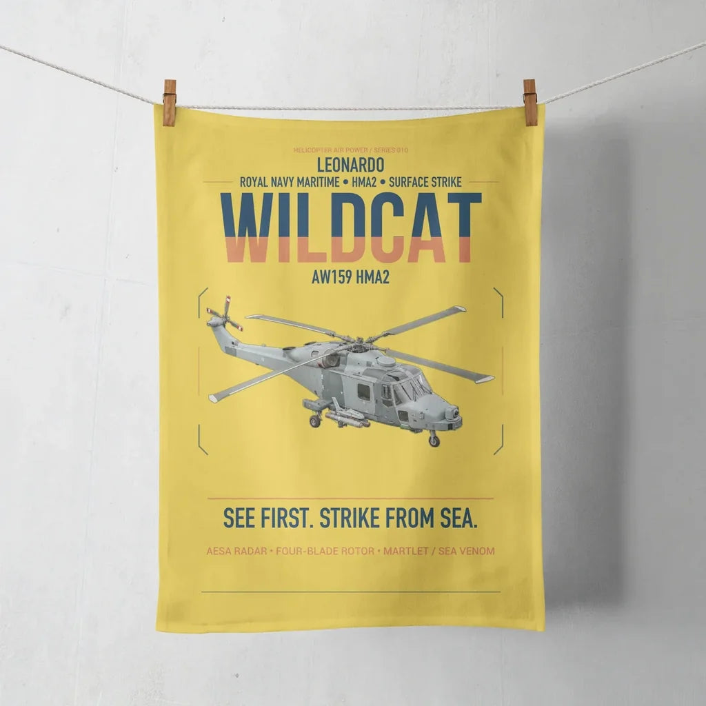 Leonardo AW159 Wildcat HMA2 design on yellow towel