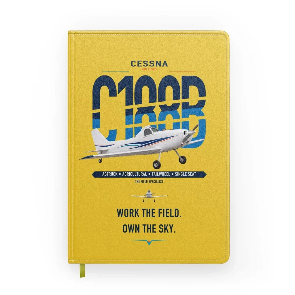 Cessna A188B AgTruck design on yellow notebook