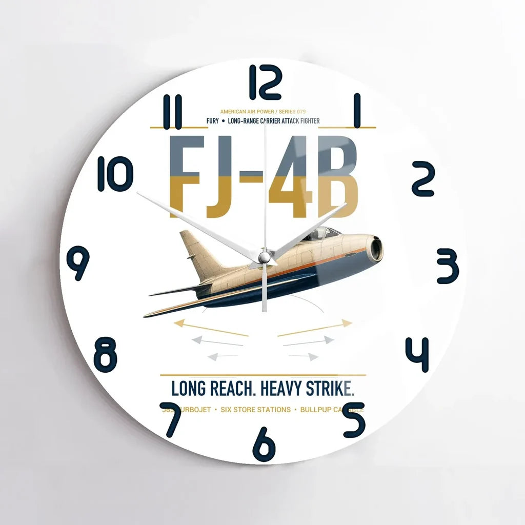 FJ-4B Fury design on white no frame wall clock