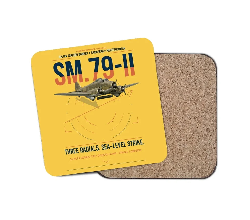Savoia-Marchetti SM.79-II Sparviero design on yellow 1 piece coaster