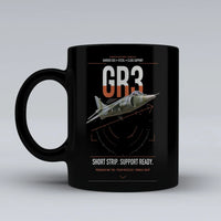 Thumbnail for Hawker Siddeley Harrier GR3 design on black ceramic mug, double-side print