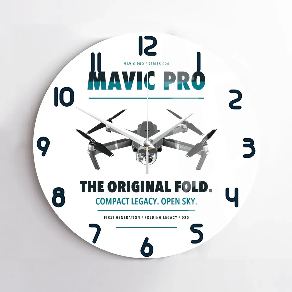 DJI Mavic Pro design on white no frame wall clock