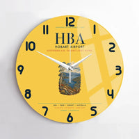 Thumbnail for Hobart Airport (HBA) design on yellow no frame wall clock