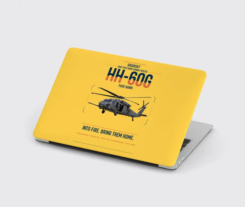 Sikorsky HH-60G Pave Hawk design on yellow MacBook case