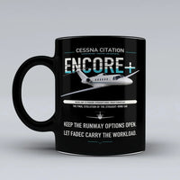 Thumbnail for Cessna Citation Encore+ design on black ceramic mug, double-side print