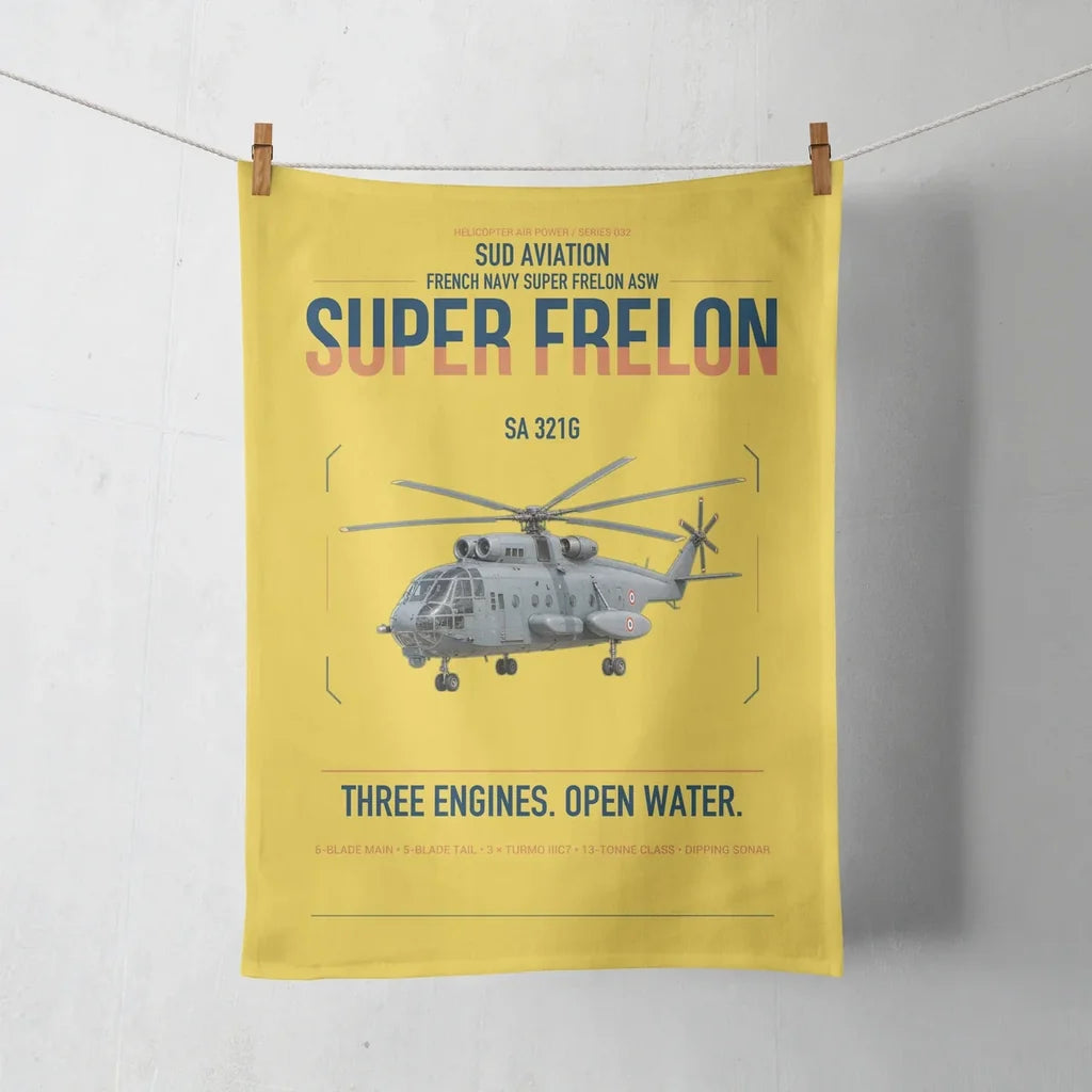 Sud Aviation SA 321G Super Frelon design on yellow towel