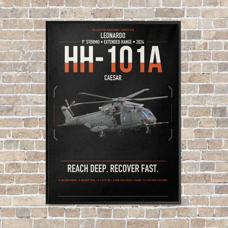 Leonardo HH-101A Caesar vertical canvas print - framed - black background