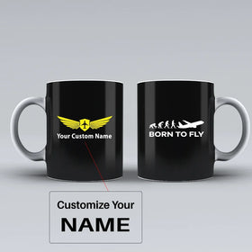 Born To Fly Ceramic White Mugs