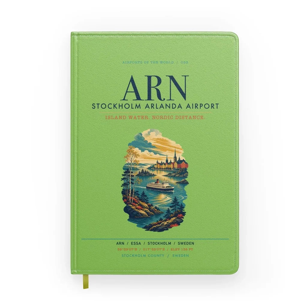Stockholm Arlanda Airport (ARN) design on light green notebook
