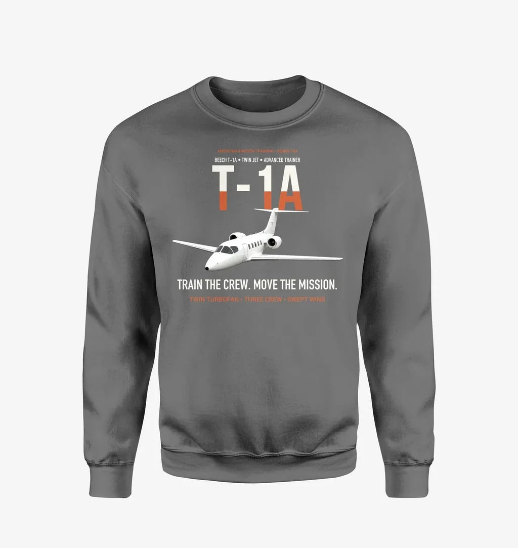 T-1A Jayhawk Advanced Jet Trainer design on gray sweatshirt