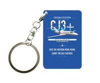 Thumbnail for Cessna Citation CJ3+ design on blue designed key chain, double-side print