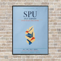 Thumbnail for Split Airport SPU vertical canvas print - framed - light blue background