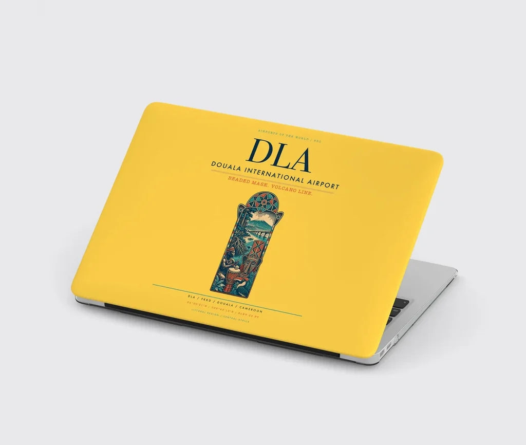 Douala International Airport (DLA) design on yellow MacBook case