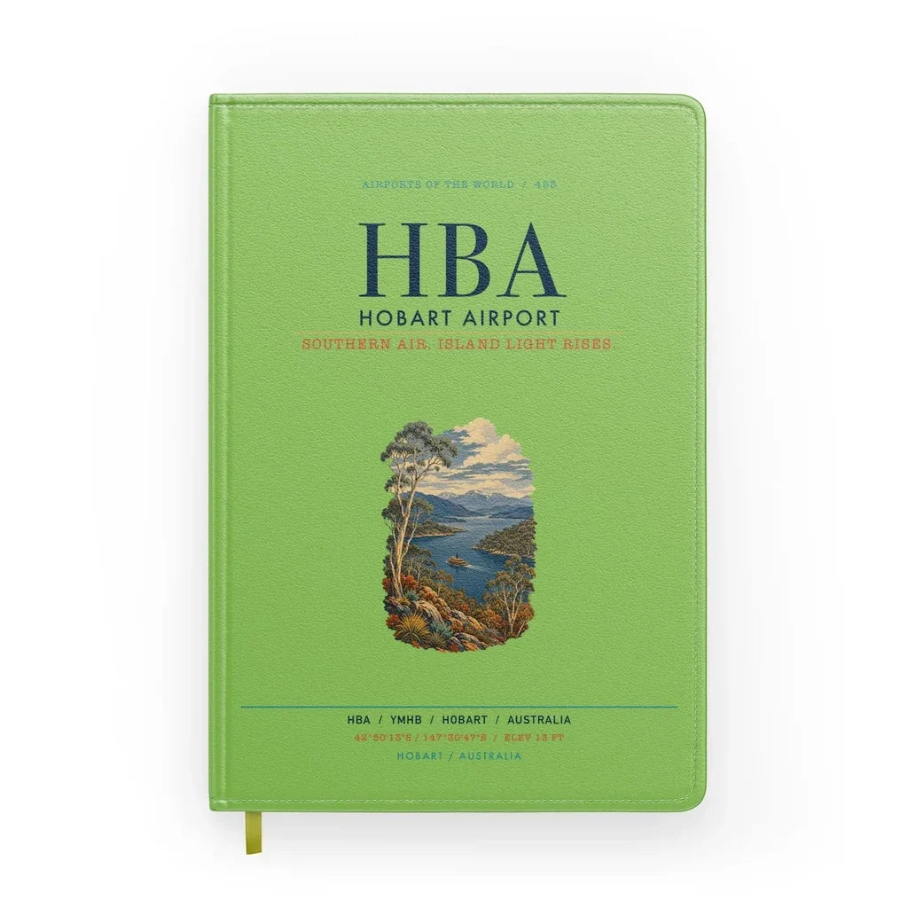Hobart Airport (HBA) design on light green notebook