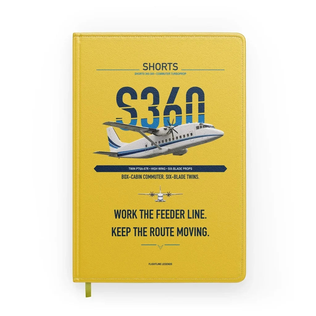 Shorts 360-300 design on yellow notebook