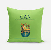 Thumbnail for Guangzhou Baiyun International Airport (CAN) design on light green pillow