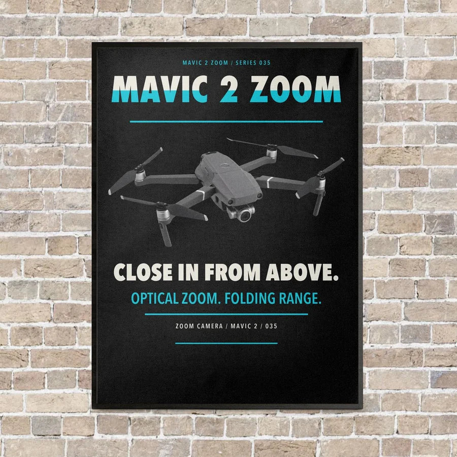 DJI Mavic 2 Zoom vertical canvas print - framed - black background