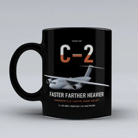 Thumbnail for Kawasaki C-2 design on black ceramic mug, double-side print