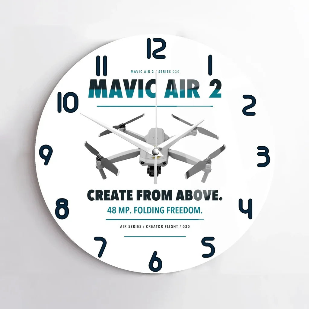 DJI Mavic Air 2 design on white no frame wall clock