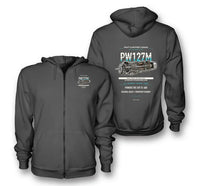 Thumbnail for PW127M design on dark gray zipped hoodie