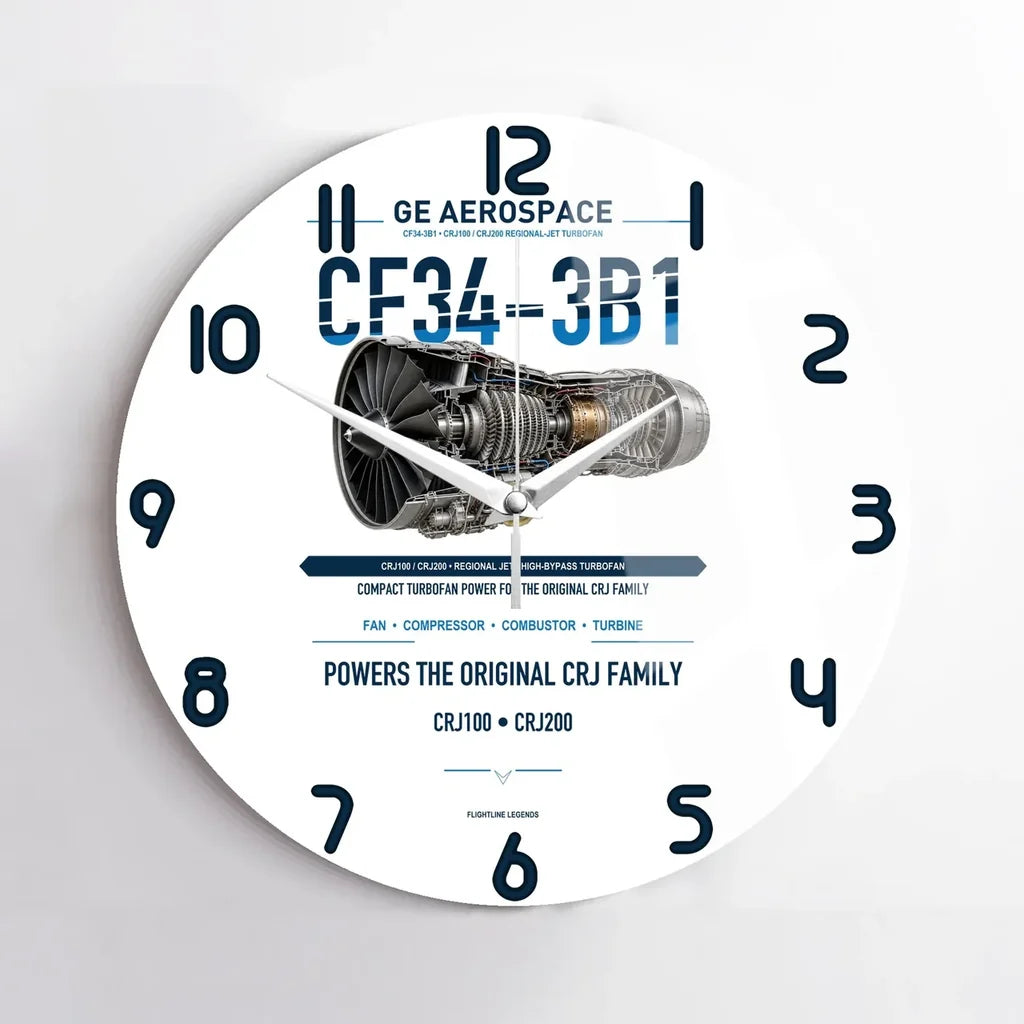 CF34-3B1 design on white no frame wall clock