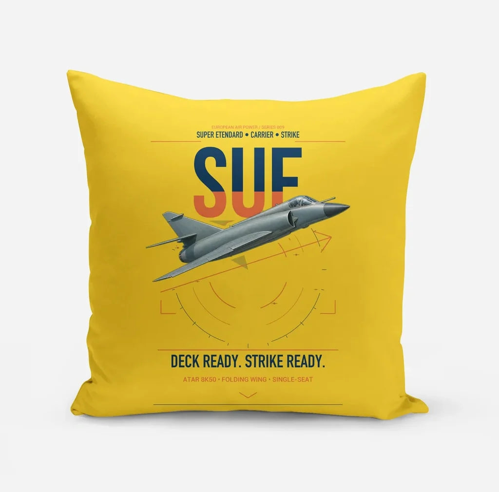 Dassault Super Étendard design on yellow pillow