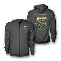 Thumbnail for VINTAGE G4077 - The Canal Stopover - Premium Zipped Hoodie design on darkgray