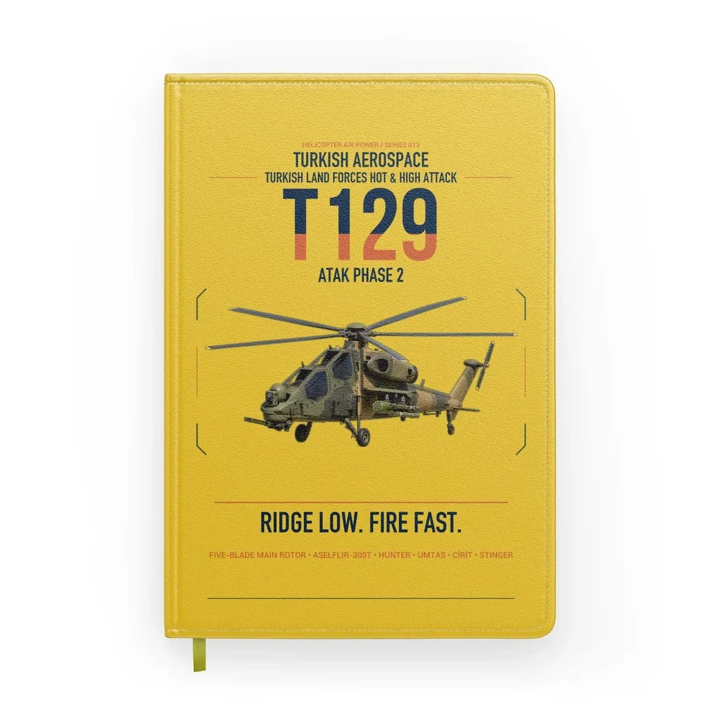 Turkish Aerospace T129 ATAK Phase 2 design on yellow notebook