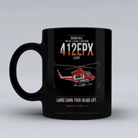 Thumbnail for SUBARU Bell 412EPX design on black ceramic mug, double-side print