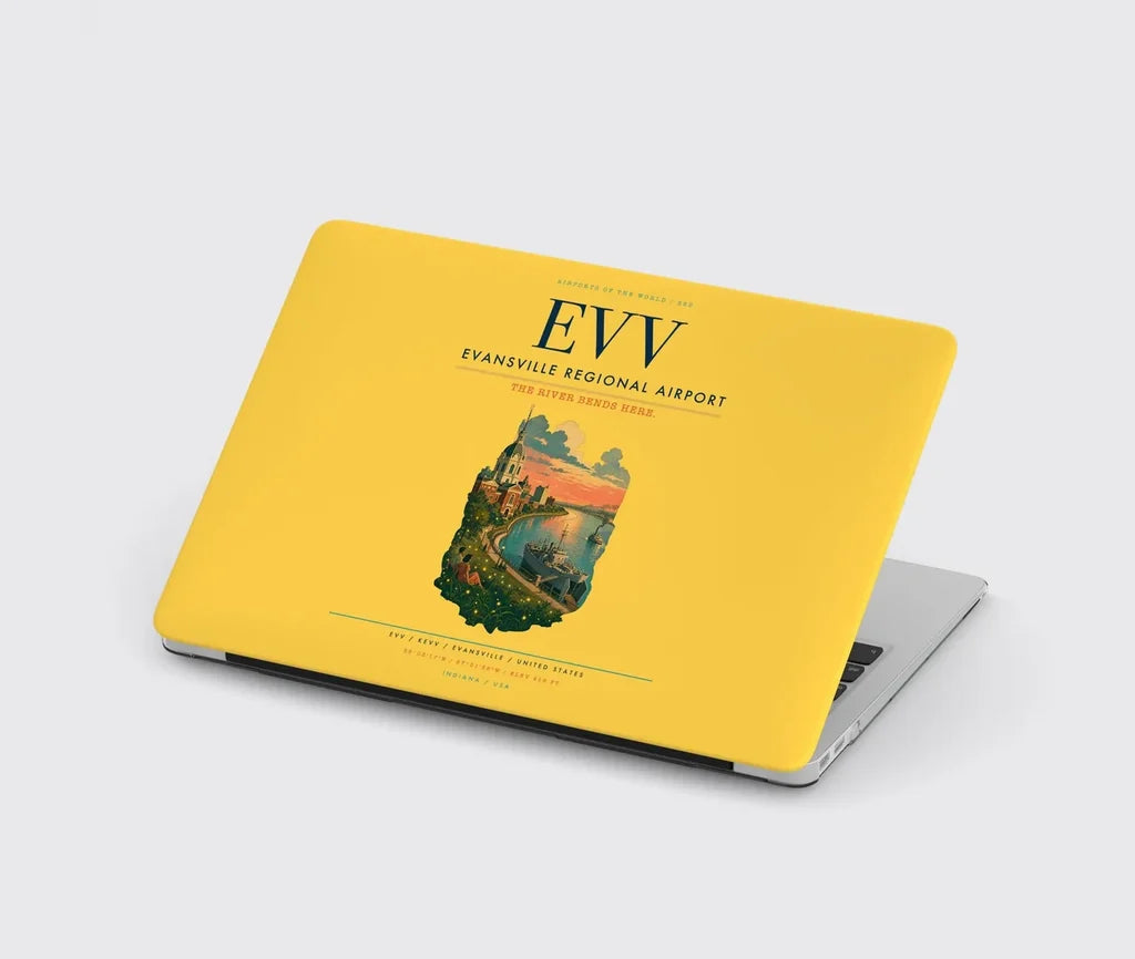 Evansville Regional Airport (EVV) design on yellow MacBook case